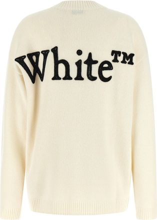 Off-white Logo-Embroidered Wool Blend Sweater - Cream