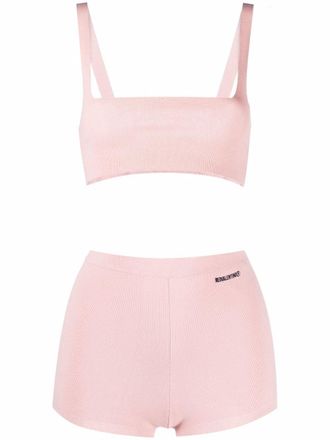 Red Valentino knitted crop top and shorts set - Pink