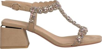 Alma En Pena Medium Sandaal met Strass Details - Dames - Sandalen met hakken - Beige - 37 EU - Schoenen