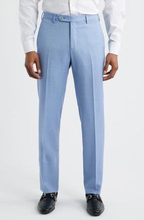 Zanella Parker Flat Front Wool Dress Pants in Light Blue at Nordstrom Rack, Size 35
