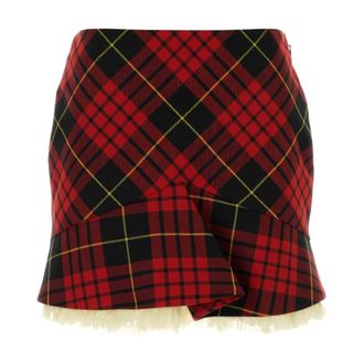 Alexander McQueen MacQueen Tartan Kickback Mini Skirt - female - Alexander McQueen - Short Skirts - Red - M - Skirts