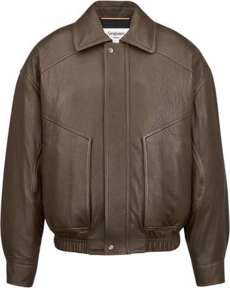Saint Laurent Blouson Petit Col - Dames - Jassen - Bruin - Maat: 2XS Katoen