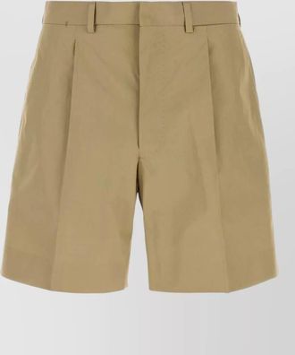 Prada poplin bermuda shorts belt loops pleats