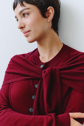 Maeve Wool Cashmere Cardigan with Scarf