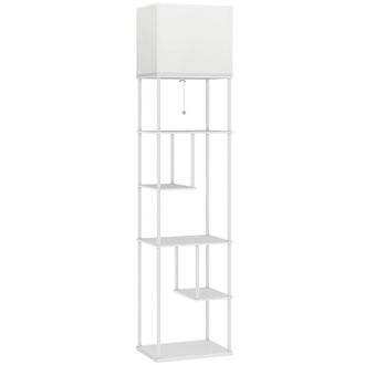 HOMCOM L&aacute;mpara de pie 40x29x171 cm blanco