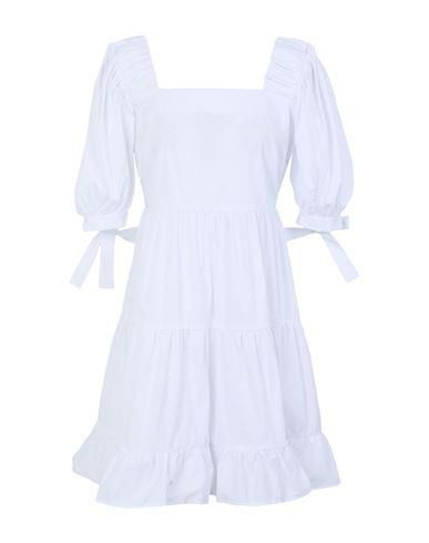 COTTON BLEND PUFF SLEEVE MIDI DRESS