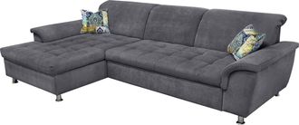 Domo Collection Ecksofa »Franzi Steppung im Sitzbereich B7T/H: 278/162/80 cm, L-Form« ohne Funktion, Chenille, dunkelgrau