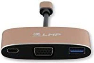 OEM Adaptador Multipuerto De Carga Usb-c (m) A Vga Y Usb 3.0 (f) Y Usb-c, Aluminio, Dorado Nuevo