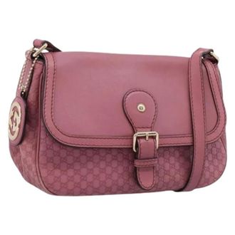 Gucci Pre-owned Vintage Micro Small GG Canvas Shoulder Bag - Dames - Vintage Schoudertas - Roze - ONE Size - Leer - Vintage