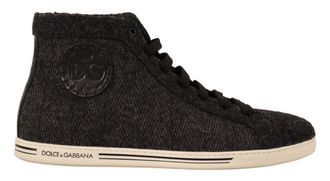 Dolce & Gabbana Heren Grijze Wol Katoen Casual Hoogtop Sneakers