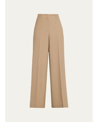 Lafayette 148 New York Thames Wide-Leg Tropical Wool Pants