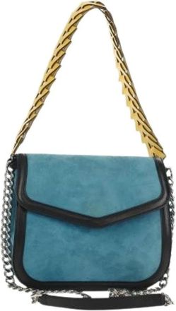 Loewe Pre-owned Shoulder Bags, female, Blue, Size: ONE SIZE Pre-owned Suede Shoulder Bag