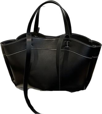 Generic Solid Color Leather Handbag Women Single Shoulder Tote Bag, Large Capacity Commuting Set Handbags Shopping Cross Body Bags(3pcs)