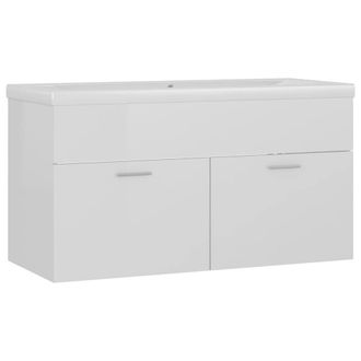 Berkfield Home Sink Cabinet with Built-in Basin High Gloss White Engineered Wood