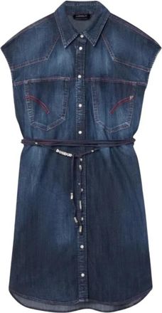 Dondup Elegante Jurk voor Vrouwen - Dames - Korte kleedjes - Blauw - M - Kleedjes
