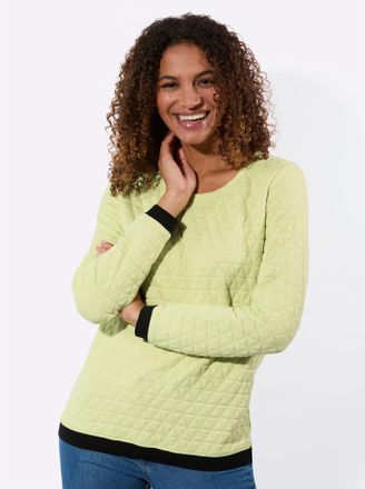 Casual Looks Langarmshirt CASUAL LOOKS Jacquard-Shirt, Damen, Gr. 36, pistazie, 58% Polyester, 40% Baumwolle, 2% Elasthan, unifarben, Rundhals, Shirts Langarmshirt