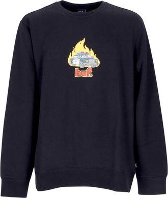HUF Zwarte Crew Neck Sweatshirt met Lange Mouwen - Heren - Sweatshirts - Zwart - XL - Katoen - Hoodies & sweatvesten
