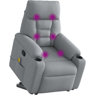 vidaXL Vidaxl - Sill&oacute;n De Masaje Reclinable De Pie De Tela Gris Claro