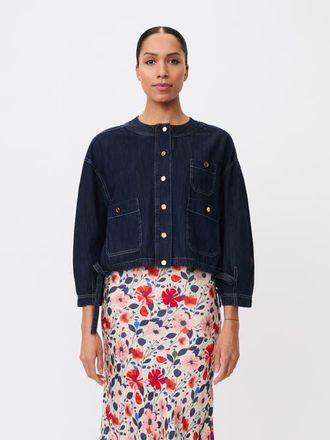 Masai Cropped Button-Front Jacket in Dark Denim at Nordstrom, Size Xx-Large