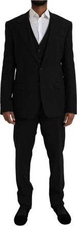 Dolce & Gabbana Zwart 3-delig pak Staff Style - Heren - Business pakken - Zwart - 2XL - Wol - Kostuums