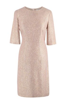 Lanvin Rose Gold Metallic Half Silk Blend Dress Size XXS