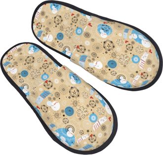 Generic Cats And Snowmen Unisex Slippers Breathable Shoes Fluffy House Shoes For Indoor Outdoor Winter M