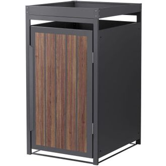 ML Design Ml-design Cobertizo Para Ocultar Cubo De Basura De 240l Antracita Y Roble Oscuro 68x80x124cm Caseta De Acero Para Jard&iacute;n, Contenedor Exterior, Caja Re