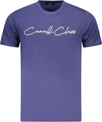 Cavalli Blauw Katoenen Heren T-shirt - Heren - T-shirts - Blauw - M - Katoen - Tops