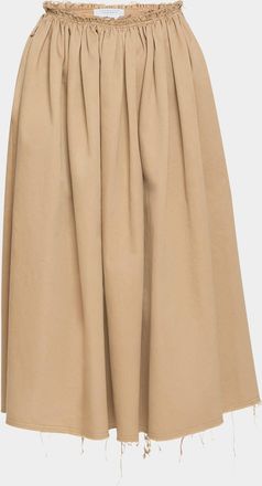 Gabriela Hearst Chiara Frayed Poplin Midi Skirt