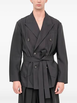 SETCHU Blazer doppiopetto Origami con cintura - Nero