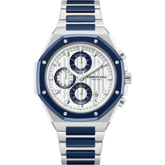 Kenneth Cole Dress Sport Chronograph Bracelet Watch, 42mm in Silver /Blue at Nordstrom