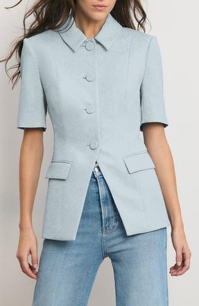 Veronica Beard Bodie Floral Embroidery Jacket in Blue Stream at Nordstrom, Size 00