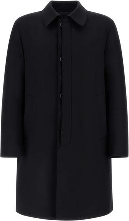Herno Minimalistische Winterjas - Heren - Mantel - Zwart - 2XL - Wol - Jassen