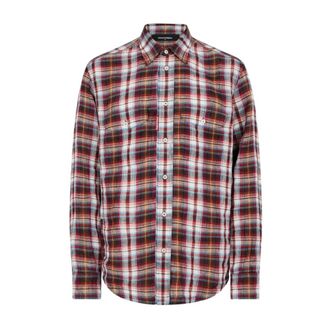 Dsquared2 Geruit Overhemd - Heren - Casual Overhemden - Veelkleurig - M - Katoen - Overhemden