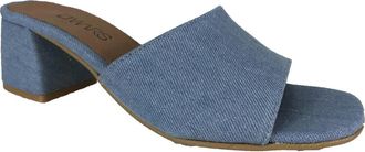 DWRS Marbella Heeled Mules - Dames - Muiltjes - Blauw - 38 EU - Leer - Schoenen