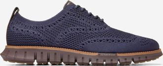 Cole Haan Mens Zerøgrand Remastered Stitchlite Wingtip Oxford Shoes - Blue Size 10.5