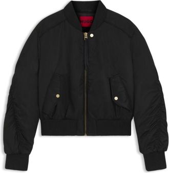 HUGO BOSS Ruched-detail bomber jacket with water-repellent finish