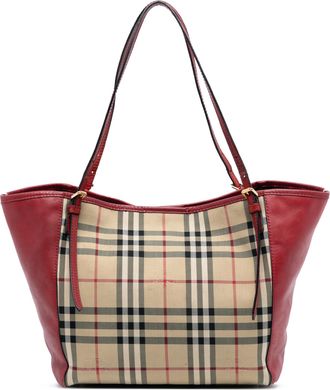 Burberry Pre-owned Womens Small Haymarket Check Canvas And Leather Canterbury Tote - Ivory Textile - One Size