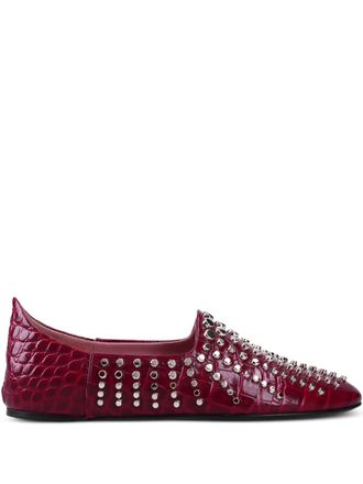Premiata studded croc-embossed ballet flats - Red