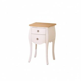 Wabi Home Mesita de noche de madera tintada en blanco 40x67cm