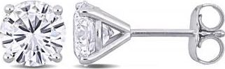 Allurez Round Cut Lab Grown Diamond Stud Earrings 14k White Gold (2.00ct)