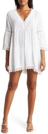 Boho Me Eyelet Lace Inset Tunic Coverup in White at Nordstrom Rack, Size X-Small