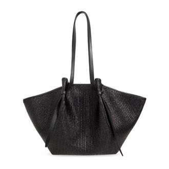 Yuzefi Tassen, Dames, Zwart, ONE Size, Leer, Grote Mochi Shopper Tas