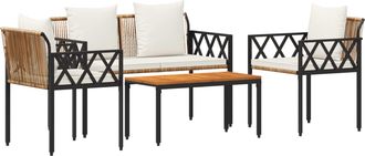vidaXL Juego De Muebles De Exterior 4 Uds. Marr&oacute;n Y Crema Blanca Vidaxl