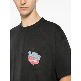 Represent Pocket Logo-Embroidered T-Shirt - Black