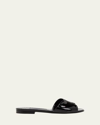 Manolo Blahnik Patent Calfskin Flat Sandals