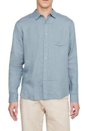 Vince Linen Button-Up Shirt in Dk Teal Pool at Nordstrom, Size Xx-Large