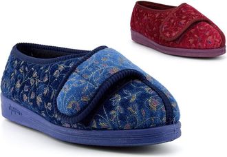 Generic Ladies Wide Slippers Womens Wide Fit Slippers Size 9 Womens Rubber Sole Slipper Size 7 Ladies Touch Fastening Slipper Rubber Sole Comfort Touch Fasten