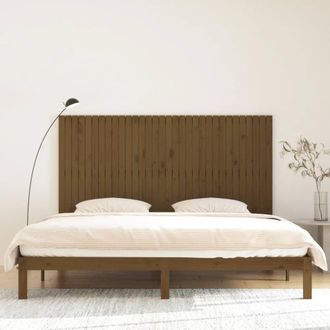 Berkfield Home Wall Headboard Honey Brown 204x3x110 cm Solid Wood Pine | Size: 204 x 3 x 110 cm