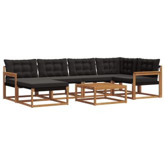 vidaXL Conjunto De Sof&aacute;s De Exterior Con Coj&iacute;n 19 Pcs Natural Y Negro Vidaxl